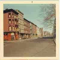 Image: color photo of the west side of the 200 block of River St. looking up to Fourth St,, Hoboken. no date, ca. 1970.