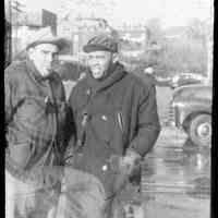 Color slide of two actors from motion picture "On the Waterfront" on dock, Hoboken, no date, ca. late 1953-early 1954.