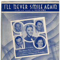          Sinatra sheet music (1st Frank Sinatra appearance): I'' Never Smile Again. Words & Music by Ruth Lowe. Featured by The Pied Pipers & Frank Sinatra with Tommy Dorsey & his Orchestra. picture number 8
   
