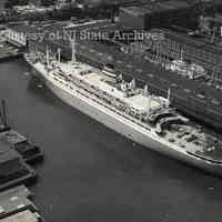 Digital image of aerial B+W photo of Holland America Line Fifth Street pier, Hoboken, no date, circa late 1950