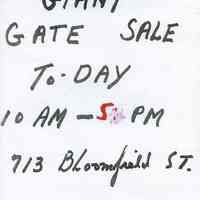          Gate Sale 040. [05-20+21-1995] 713 Bloomfield St.
   