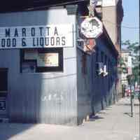 Color slide of buildings on or near First and Clinton Sts., Hoboken, ca. 1983-84.