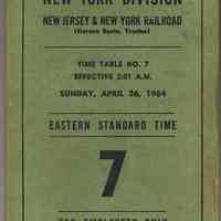 Timetable: Erie Lackawanna Railroad; N.Y.Division, N.J. & N.Y. R.R.; Employee Time Table No. 7; Eff. Apr. 26, 1964.