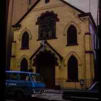 Color slide of eye-level view of façade of the Bethesda Pentacostal Church at 705 Willow between 7th & 8th