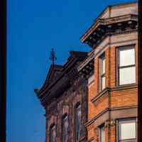          Color slide of close-up view of cornices, pediment and finial at 1143 and 1145 Garden on the SE corner with 12th picture number 1
   