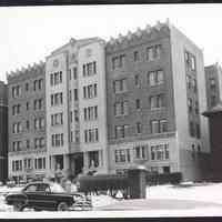 B&W photo of apartment building at 61 Duncan Avenue, Jersey City.