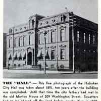Reference image: City Hall, Washington Street between Newark and First Streets, Hoboken, 1891.