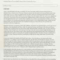 Printout of weblog "Flag Day" by Robert P. Guglielmetti re dedication of The Deborah Williams Memorial Playground, Hoboken, Oct. 12, 2002.