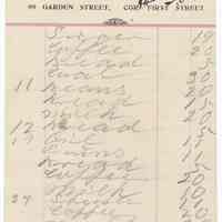 Digital image: Bill from Frank J. Kopp, Dealer in Choice Groceries, 99 Garden St., Hoboken, December 10, 1908.