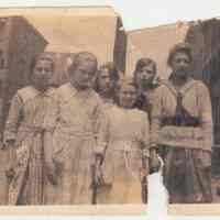 Color & b+w photocopies of photo of Louise Weissbach (at left) in group with other girls, Hoboken, 1917.