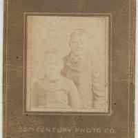 Sepia-tone photo of two unidentified boys posed in studio, Hoboken, no date, ca. 1900-1910.