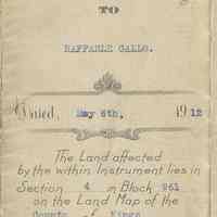 Digital images of an 1912 indenture (mortgage) by Antonio and Rosina Gallo of Brooklyn to Raffaele Gallo of 411 Jackson Street, Hoboken for a building in Brooklyn.