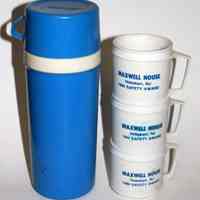 Maxwell House Coffee plant, Hoboken, Safety Award: thermos and two cups in carrying case. 1984.