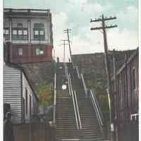 Postcard: Franklin St. Steps, Leading from Jersey City to Hoboken, N.J. Postmarked Aug. 22, 1910.
