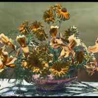 Lantern slide, color, of a floral arrangement in bowl, used for promotional display in Hoboken, no date, ca. 1920.