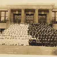 Sepia-tone group photo of the Demarest High School , June Class of 1936, Hoboken, 1936.