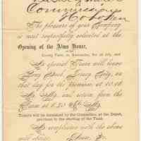 Invitation to Board of Water Commissioners, Hoboken from Board of Chosen Freeholders, Hudson County to attend opening of Alms House, County Farm, July 1, 1863.