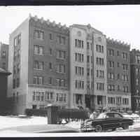 B&W photo of apartment building at 61 Duncan Avenue, Jersey City.