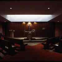 Color photo of the chapel in north wing at Saint Mary Hospital, Hoboken, February 1976.