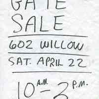          Gate Sale 042. 04-22-1995 602 Willow Ave.
   