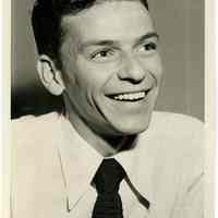 Sinatra photo: Frank Sinatra in shirt and necktie, no place, no date, circa Oct. 13, 1944.