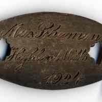          back, engraved link 2: Max Schumann, Highland Mills, 1924
   