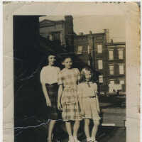          B+W photo of Smith girls on roof of Smith home, No.15 Willow Terrace, Hoboken, n.d., ca. 1948. picture number 3
   