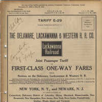          TARIFF E-29. DELAWARE, LACKAWANNA & WESTERN R.R. CO. Joint Passenger Tariff of 1st Class 1-way fares from Stations on the D.L & W. R. R. (June 10, 1918.) picture number 22
   