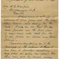 Letter: Andrew Reasoner, Supt., Morris & Essex Div., D.L. & W. R.R. Co., Hoboken to Augustus C. Canfield, Succasunna, N.J., March 15, 1890.