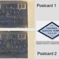 Postcards, 2: Group photo of Stevens Preparatory School football team, Hoboken, n.d., 1911 & either 1910 or 1912.