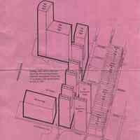          handbill1, side 1: map with site plans of proposed development
   