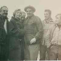 B+W group photo of "On the Waterfront" filming in Hoboken: Eva Marie Saint