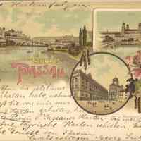 Color Postcard: Passau postcard sent to Prof. M. Loewy, Hoboken, NJ, 1899