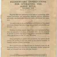 Elementary Instructions for Operating the Slide rule. Mannheim type. Copyright 1928 by Keuffel & Esser Co., probably printed 1928 to ca. 1940.