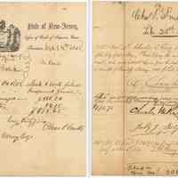 Memo from Office of Clerk of Supreme Court, State of New Jersey to City of Hoboken, et al re court costs, damages filed. Sept. 24, 1858.