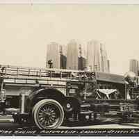 Postcard: [Fire] Our New Fire Truck Engine Automobile - Gasoline driven Pumps 1000 G[allons]. pe[r minute.] [Hoboken, N.J.,] no date, circa 1916; unposted.