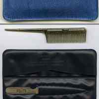          top: exterior as folded closed; bottom: interior with comb present removed
   