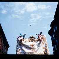 Color slide of the back of a Madonna statue.