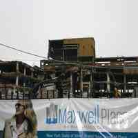 Digital color image of the Maxwell House Coffee plant site with printed vinyl fence sign banners, Hoboken, October 2004.