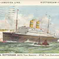 Postcard: Ship "TSS Rotterdam", Hoboken, NJ