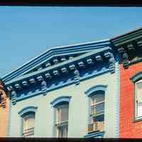          Color slide of close-up view of pediment, cornice, brackets and window heads at 413 Washington between 4th and 5th picture number 1
   