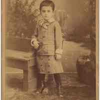 Cabinet photo of ca. 4-5 old boy posed in studio, Hoboken, n.d., ca. 1885-1890.