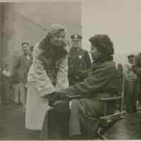 B+W candid photo of "On the Waterfront" filming in Hoboken: Saint