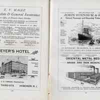          pp 106-107: ads E.V. Magee; Meyer's Hotel; John Steneck; Oriental Bed Co.
   