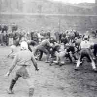 B+W digital print of photo of a football game in progress, Hoboken, no date, 1941.