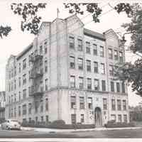 B&W photo of apartment building at 211 Arlington Avenue, Jersey City.