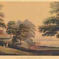 Print: New York from Hobuck Ferry House, no date, ca. 1900. Reproduction of the original 1800 aquatint known as "The Robertson-Jukes View."