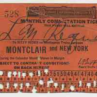 Monthly Commutation Ticket; Apr. 1921; D.L. & W. R.R.; Montclair & New York.