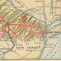          map detail lower right: Hoboken and suburban routes
   