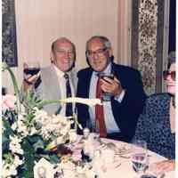 Digital image of color photo of Steve Cappiello (left) with John Hounts at a dinner, Hoboken?, no date, ca. 1980